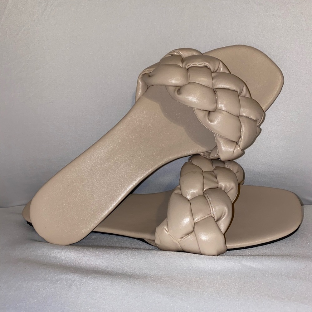 Beige Braided Sandals